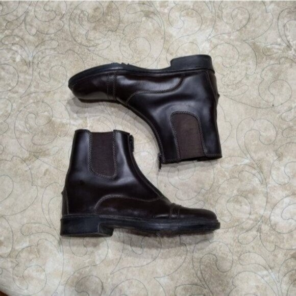 TuffRider Brown Leather Zip Front Paddock Boots 5 - Picture 5 of 12